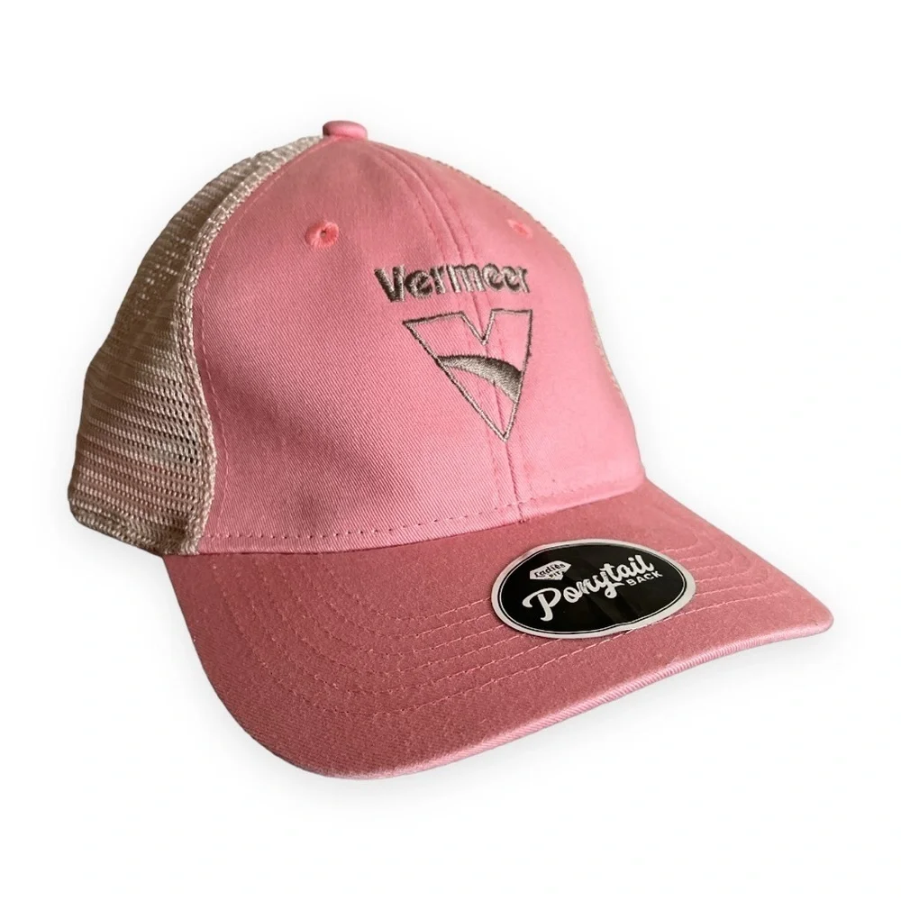 Vermeer Agricultural Equipment Pink Ladies Hat Cap Adjustable Ponytail Back NWOT